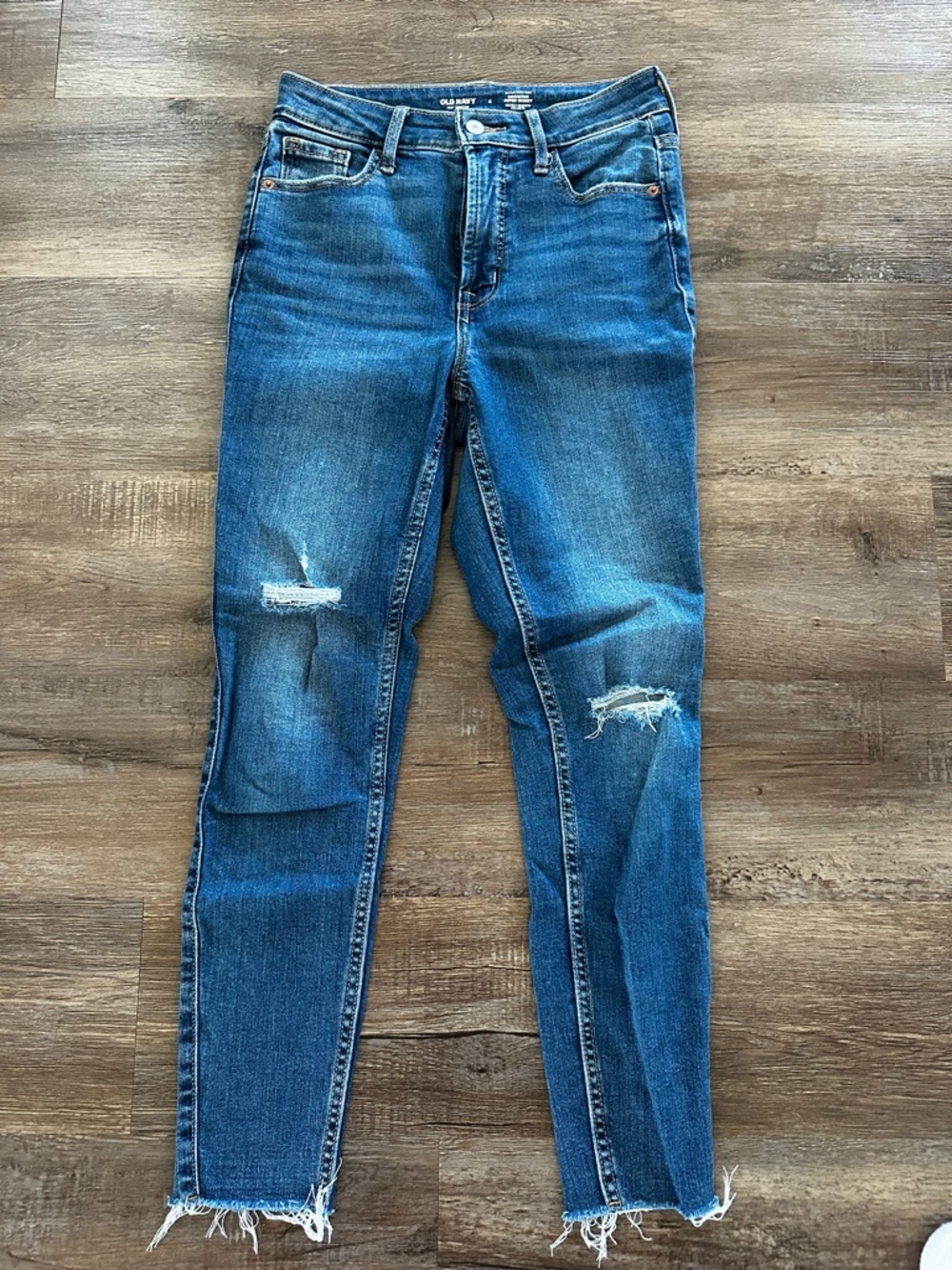 Old Navy Women's Skinny Jeans - Distressed Medium Blue